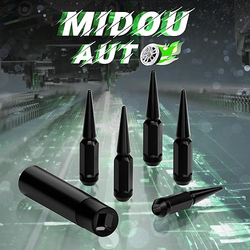 Miniatura 7 de Tuercas de llanta M14x1.5, 24 tuercas de rueda de 0.551 in x 1.5 de 4.4 pulgadas de alto con 1 zócalo compatibles con Chevy Silverado 1500 GMC