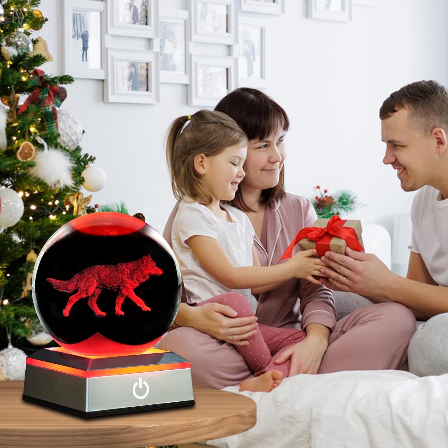 3D Wolf Crystal Ball Night Light 3.15 inch Glass Ball Table Lamp with Color Changing Touch Base Decor Ideal Wolf Statue Decor Gifts for Friends Kids Christmas Birthday - Image 7