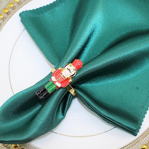 Miniatura 9 de EXCEART Servilleteros de cascanueces de Navidad, 4 servilleteros de Navidad, anillos de mesa para suministros de fiesta de Navidad