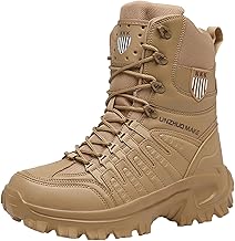 NabEli Botas impermeáveis exteriores unisex do deserto,Botas de caminhada, com zíper lateral,Botas militares táticas respiráveis,para caminhadas, montanhismo,Sand,44