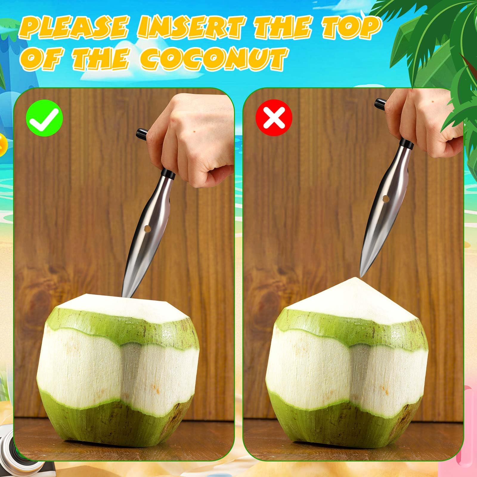 WILLBOND 10 Pcs Coconut Opener Tool Set Coconut Hole Tool Coco Nut