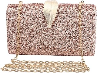 Pochette da sera da donna Borsa glitter Borsa da festa per matrimonio Borsa Paillettes Decor Foglia Fibbia Borsa da sposa per donna Donna - Oro