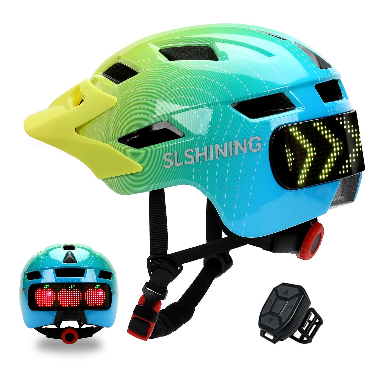 Kids Bike Helmet for Boys Girls 5-8 8-14, Boy Bicycle Helmets with LED Turnning/Stop Signals, Girl Cycling Helmet for Kids, Lightweight, Adjustable Size Ebike Helmets, Birthday Gifts for Girls Boys