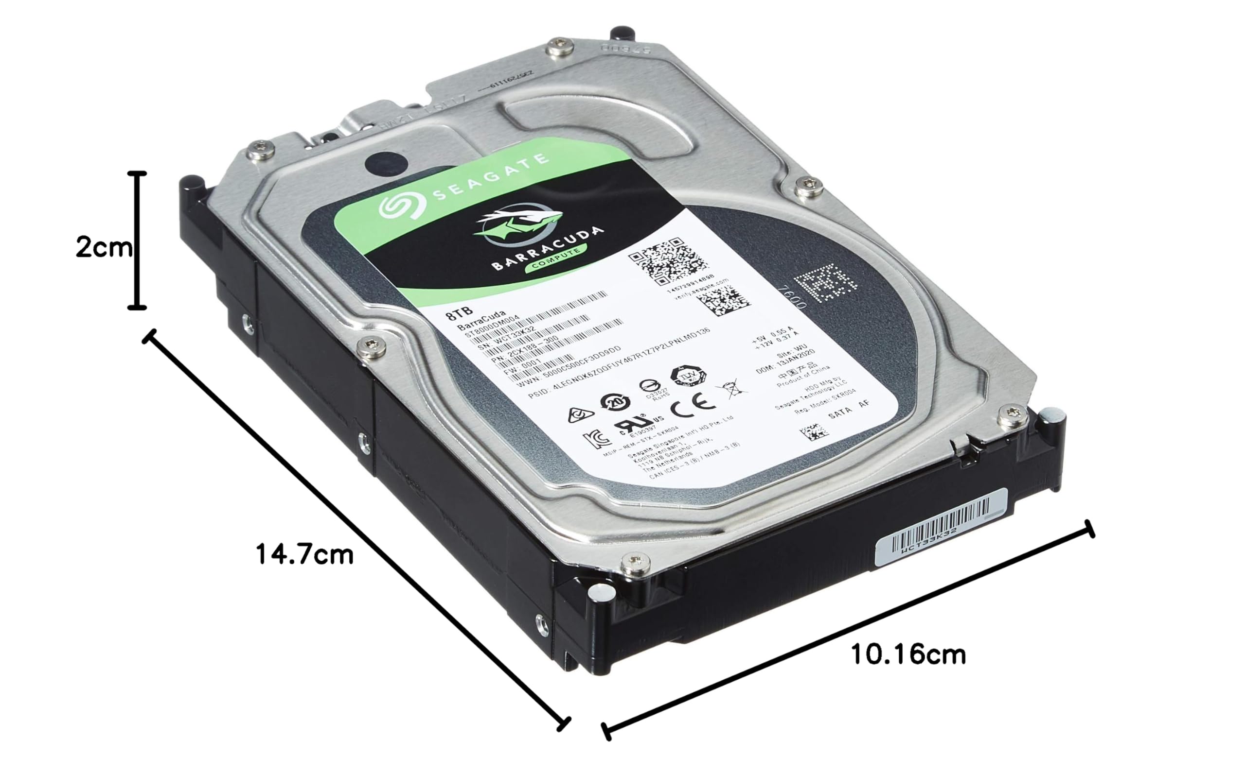 Seagate Barracuda ST8000DM004 Dysk twardy 8 TB 3,5 cala SATA 6 Gb/s 256 MB