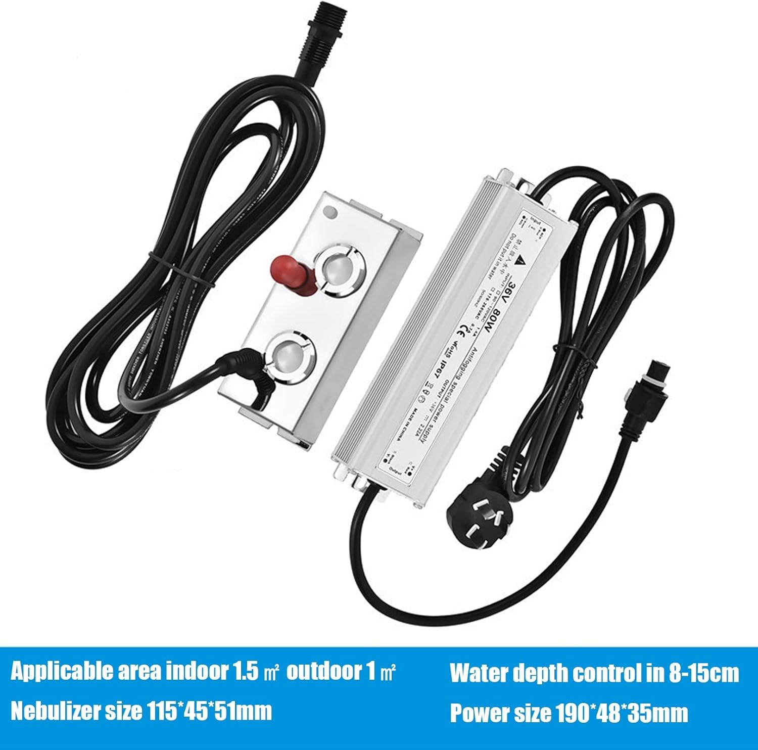 2 Head Ultrasonic Mist Maker with 80W Power Supply Fogger Stainless Steel Hydroponics Nebulizer Water Fountain Pond Atomizer Humidifier (Color : 2 Head)