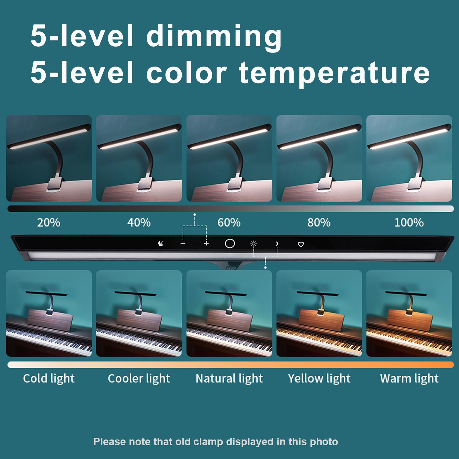 Kitmous AETEE Piano Lights for Digital Piano and Grand Piano Professional LED Clip Lamps for Sheet Music Eye-Care 5 Levels Color Temperatures 5 Levels Dimming