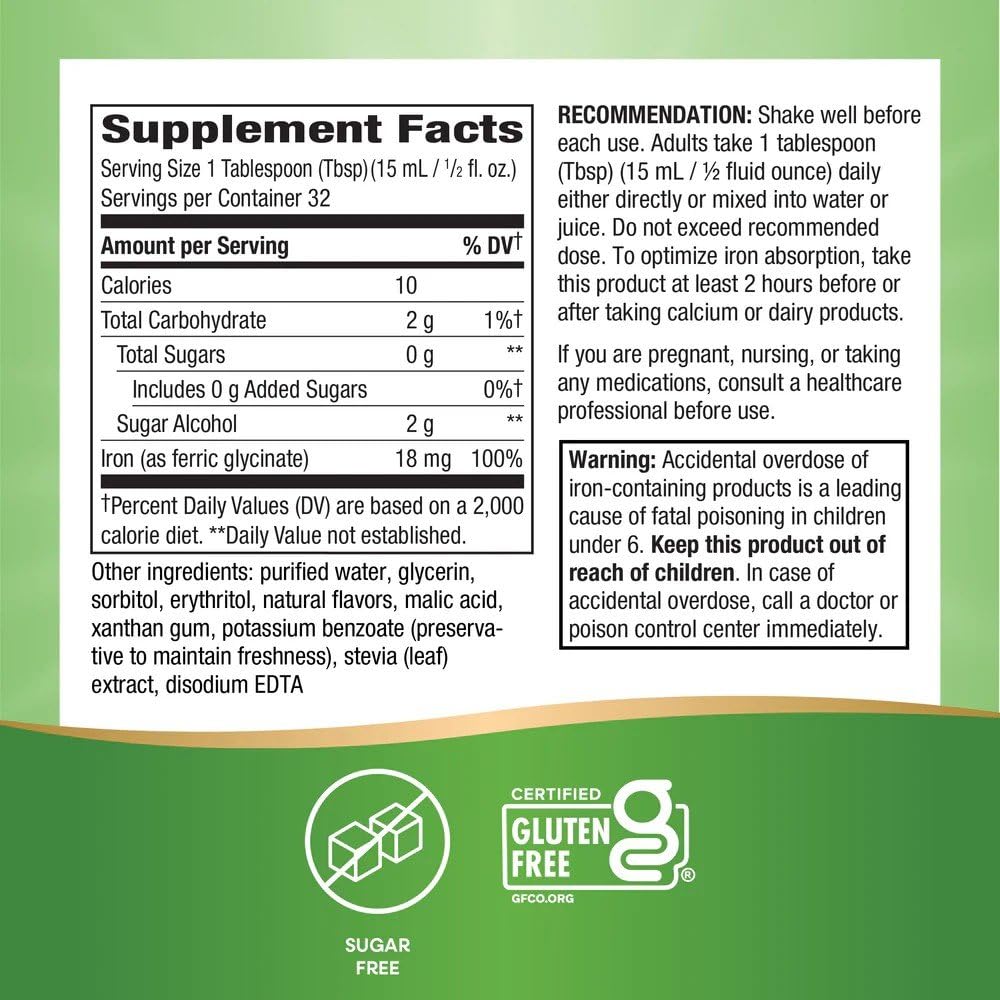 Nature’s Way Liquid Iron Supplement, 18 mg per Serving, Berry, 16 Fl Oz — Amazon image 7