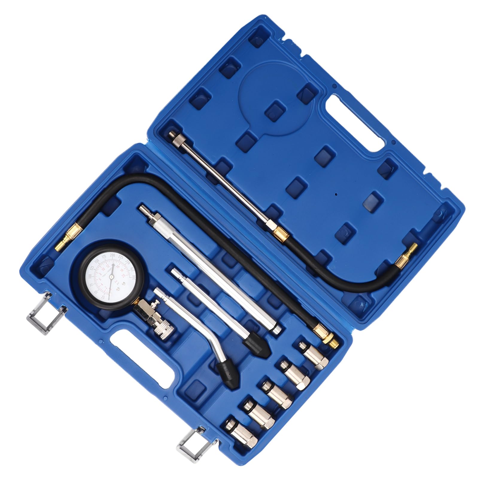 Kit di tester di compressione per cilindri da 17 pezzi, misuratore di pressione del motore digitale fino a 300 PSI, strumento universale per la rilevazione della pressione dei cili