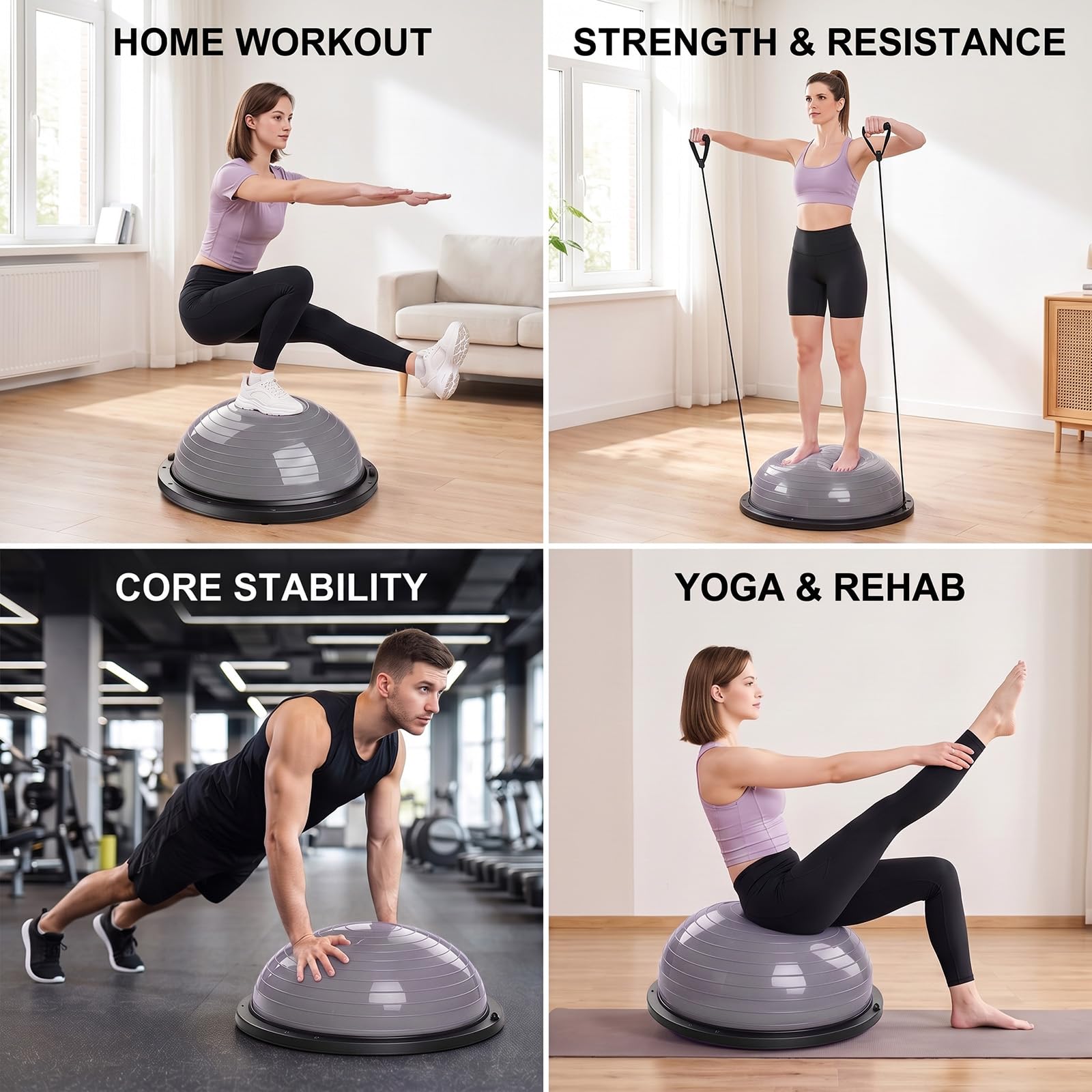 Tabla de equilibrio semiesfera con bandas antideslizantes para equilibrio y