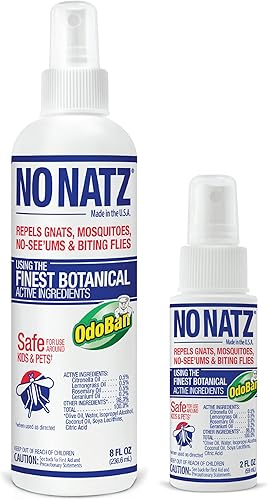 No Natz Repelente botánico de insectos, eficaz para mosquitos, mosquitos y moscas que muerden, hecho a mano y sin DEET, fórmula no grasa, botella de
