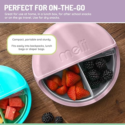 Miniatura 6 de melii Bento Spin - Contenedor para almuerzo y aperitivos, almacenamiento de alimentos para niños, sin BPA, apto para lavavajillas, 4 compartimentos,