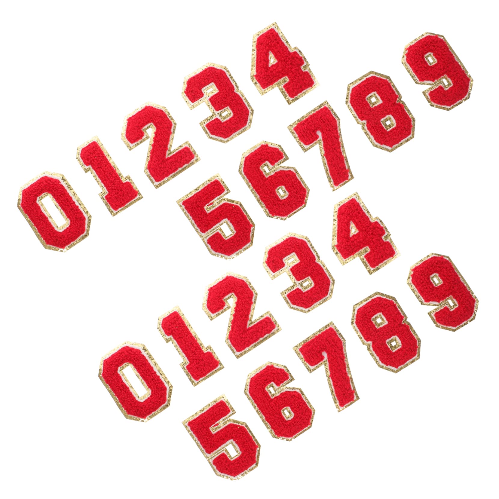 Operitacx 100 Pièces Patch Numérique Patchs De Réparation Décoratifs Accessoire De Vêtements Brodés Coudre Des Patchs Numérotés De Vêtements Numérotés ments Orne Polyester Rouge
