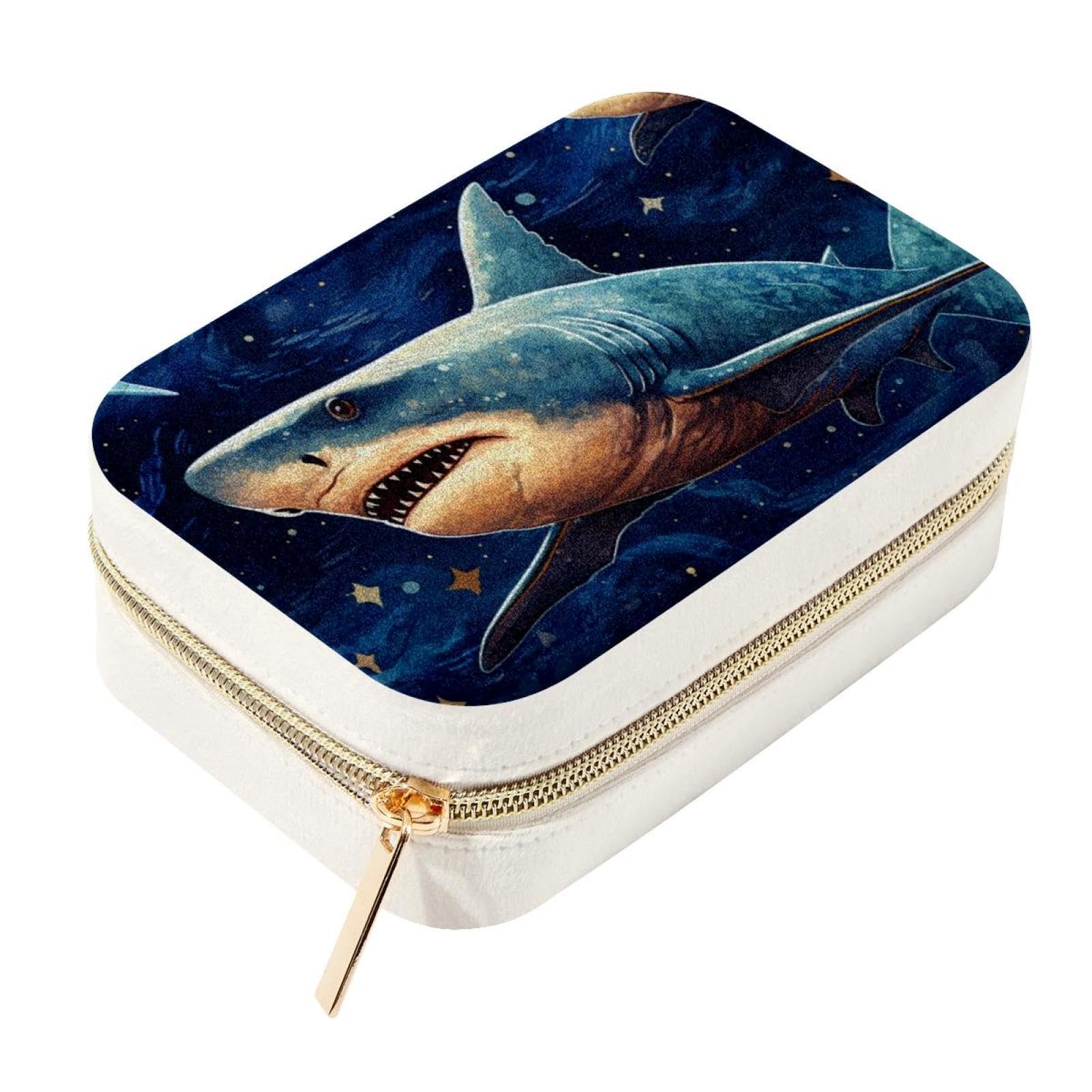 Organiseur bijoux requin étoilé spacieux pour rangement et protection de voyage
