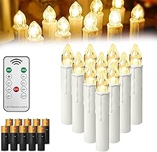 10 LED Christmas Candles Wireless Warm White Candles with Timer Remote Control Flameless Christmas Tree Candles Holiday for Parties, Christmas Tree, Wedding, Wedding Decoration, Birthday (with