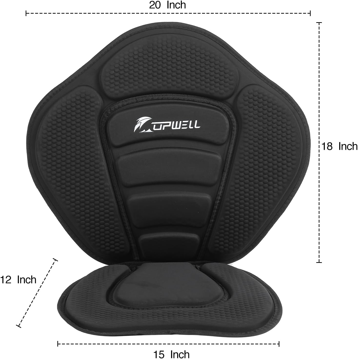 UPWELL Universal Kayak Seat with Storage Bag & 4 Adjustable Strap, Paddle Board Seat with Memory Foam Padded and Backrest for Kayak, Canoe, Sup