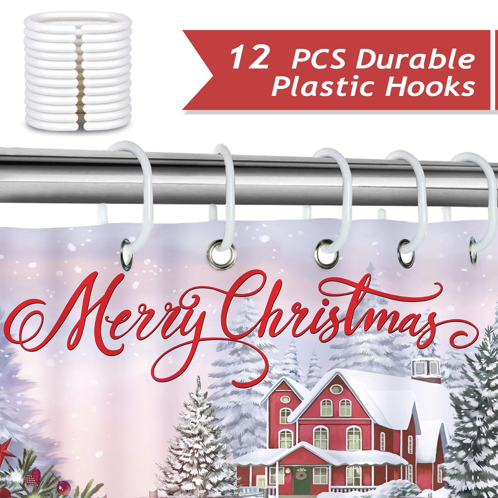Bonhause Merry Christmas Shower Curtain - Image 3
