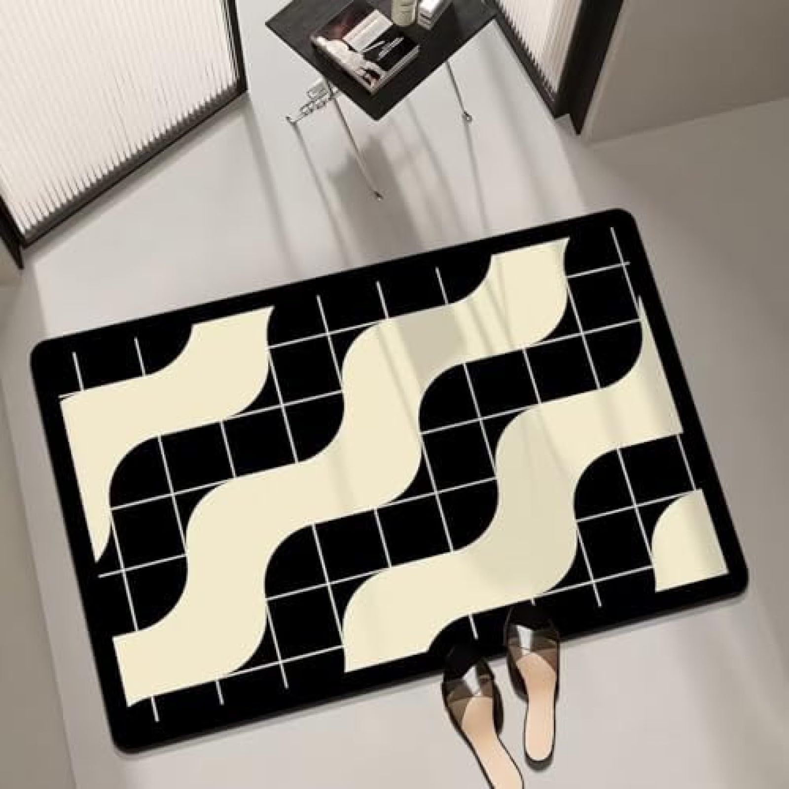 Tapis de douche en pierre séchage rapide Black River 50x80cm absorbant et anti-glissage