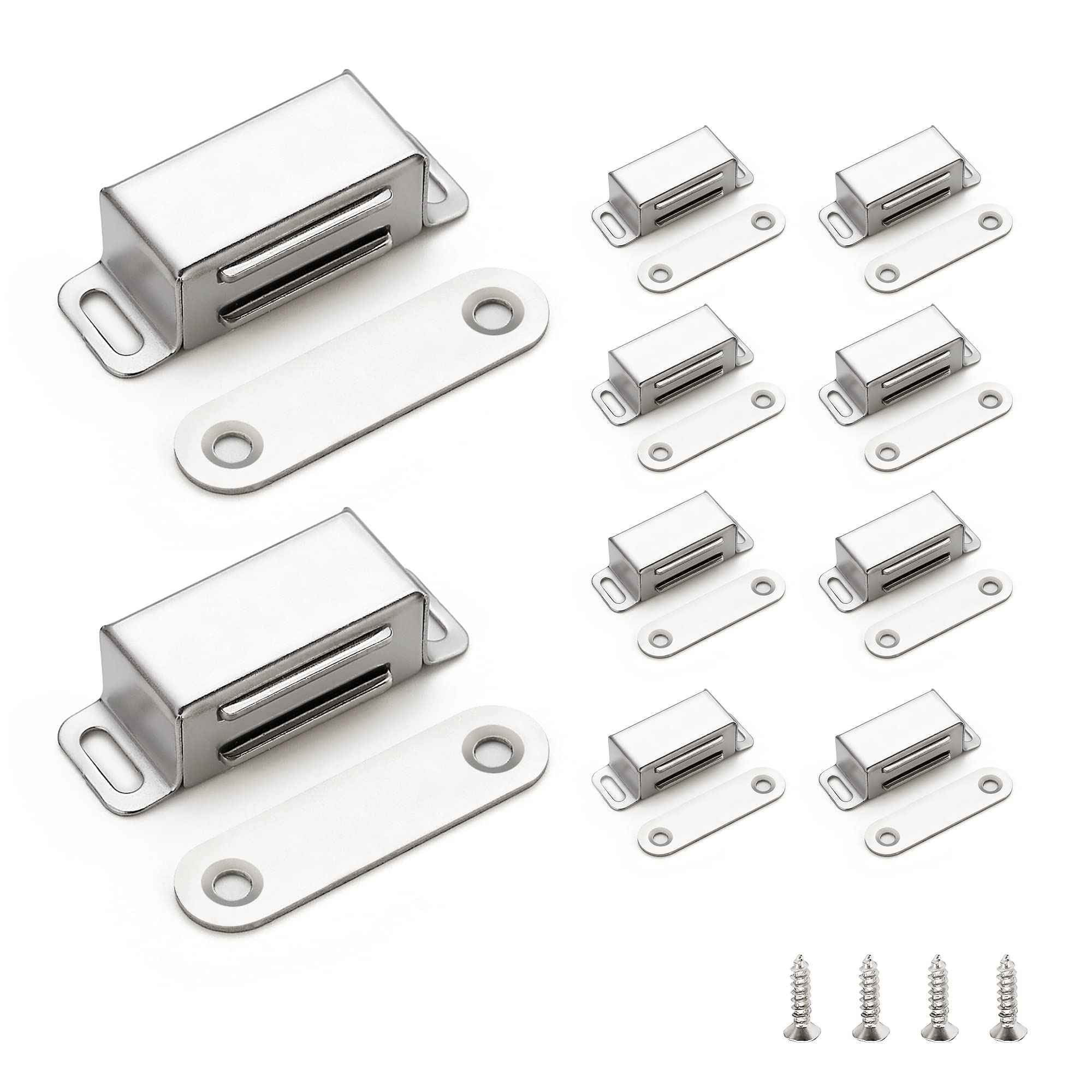 Ravinte Silver Magnetic Door Catch, Brushed Nickel Cabinet Magnets, 10 Pack
