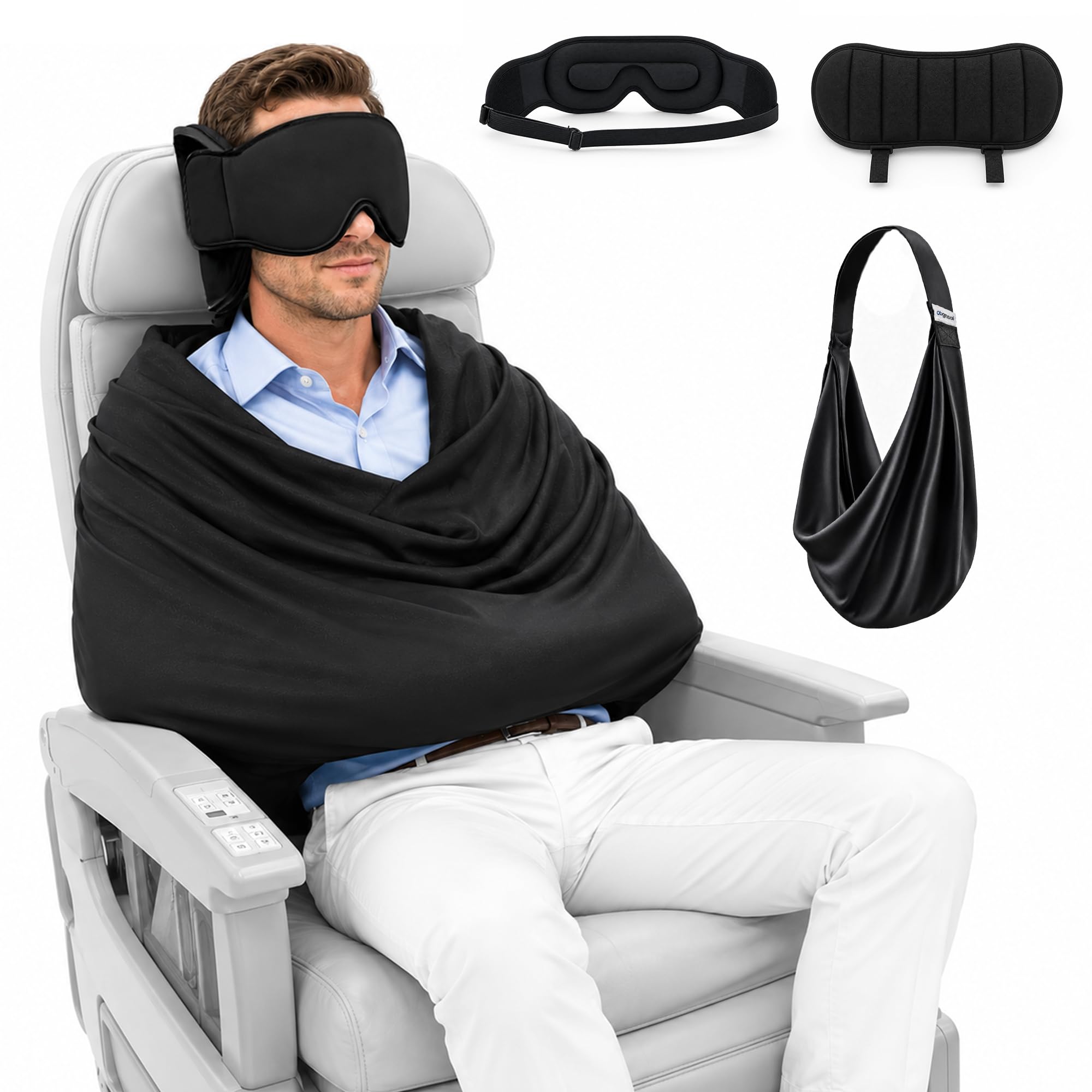 Photo 1 of Avernio 3-in-1 Travel Pillow with Eye Mask - Black, L Size