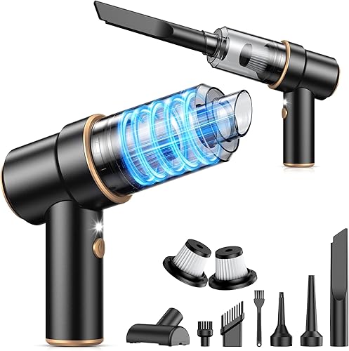 KMM Aspiradora de mano para automóvil, aspiradora de 11000 PA y plumero de aire, aspiradora de alta potencia de 120 W, portátil, inalámbrico,