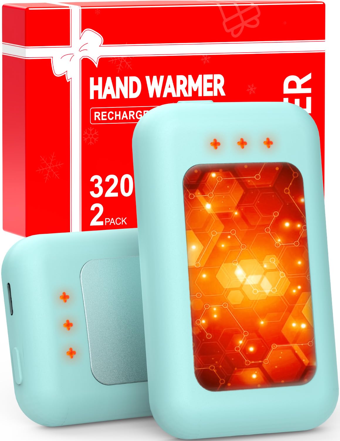AI Hand Warmers Rechargeable, Reusable Portable Electric Hand Warmer, Fast Intelligent Heating in 1 Second, Gifts for Christmas, Outdoor, Golf, Hunting, Camping Accessories Cyan 2Pack