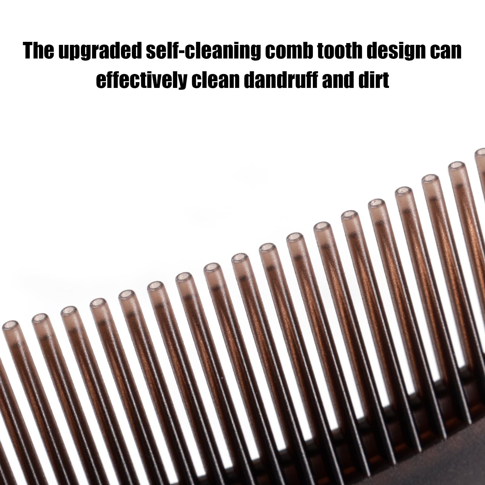 Dandruff Comb for Scalp 8.18x1.97in Dark Brown Energy Massage Comb With Comfortable Hollow Tooth - Image 3