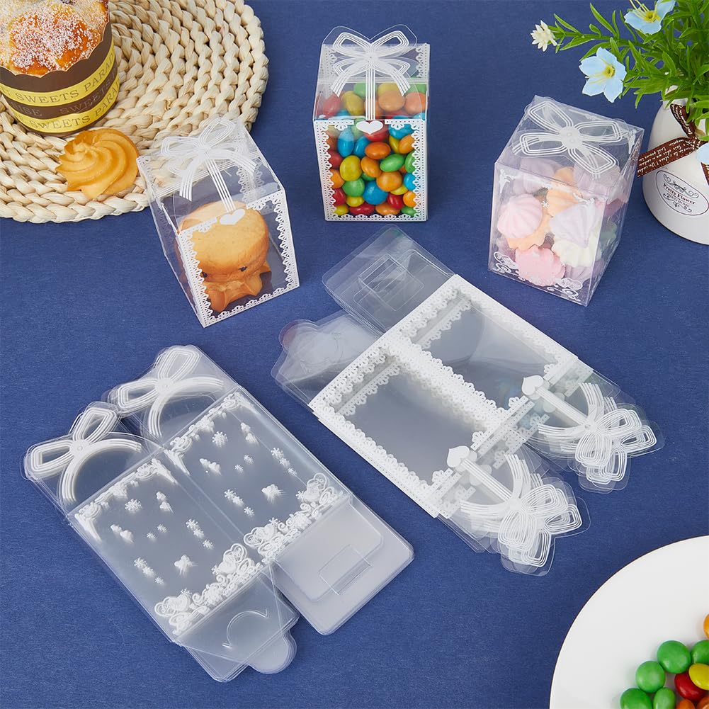 CRASPIRE 40 Pezzi Scatole Trasparenti Per Bomboniere In PVC - 2 Stili Con Fiocco, Per Caramelle E Piccoli Regali
