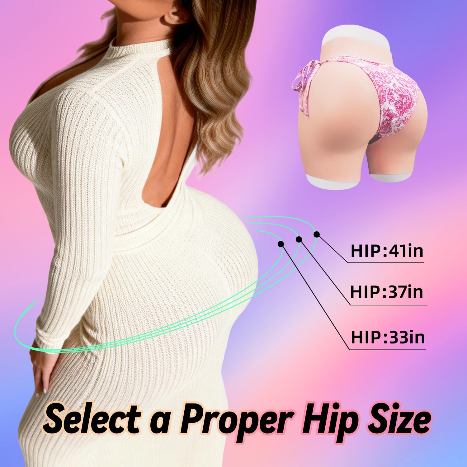 Braga Moldeadora De Glúteos Mujer 100% Silicona, Realce De Caderas Y Trasero Integrado, Faja Invisible Elástica Y Reutilizable, para Cosplay, Crossdresser, Fiestas Y Eventos Nude Medium-Large