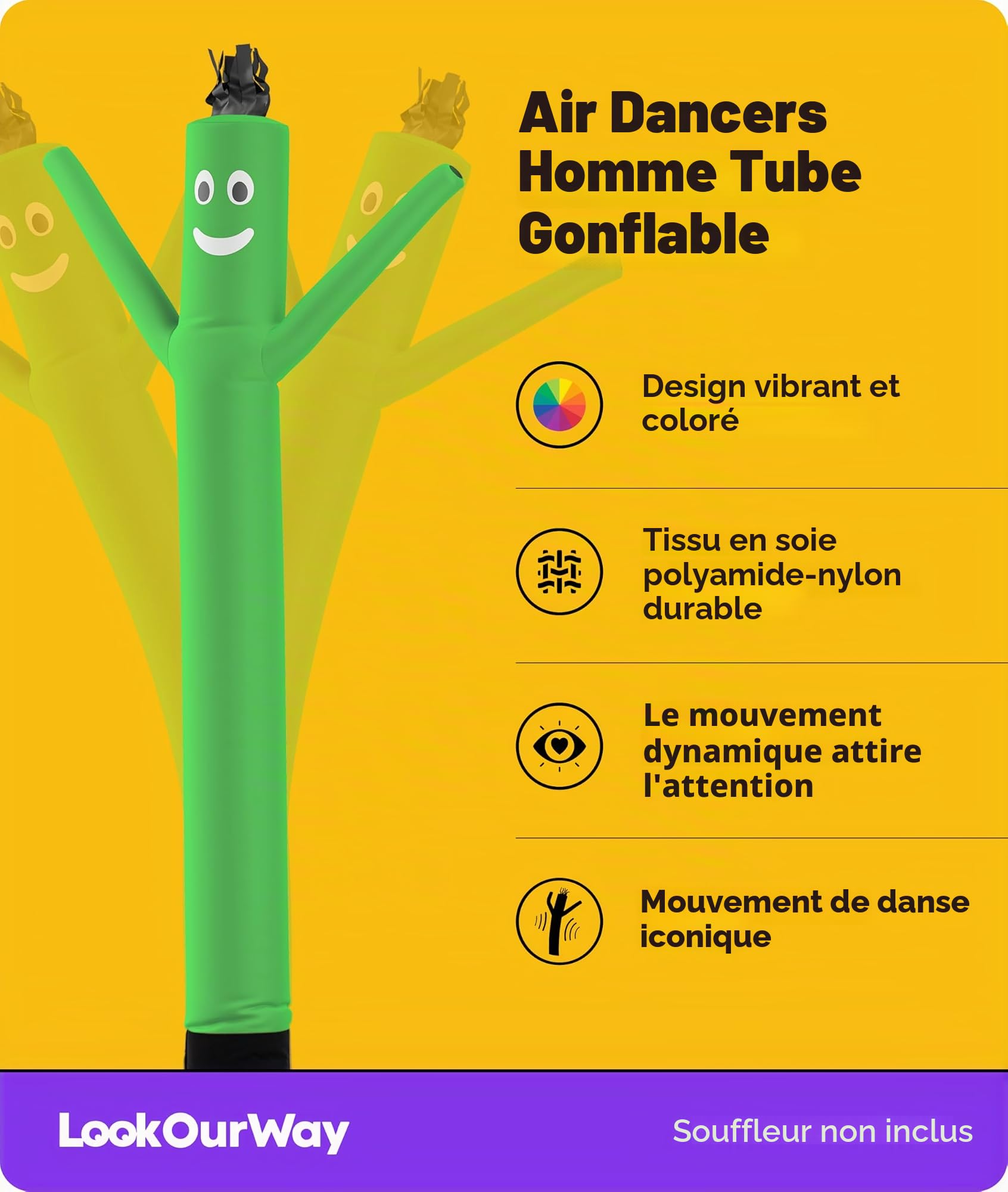LookOurWay Air Dancers Tube Gonflable pour Homme, 3 m, souffleur Non Inclus