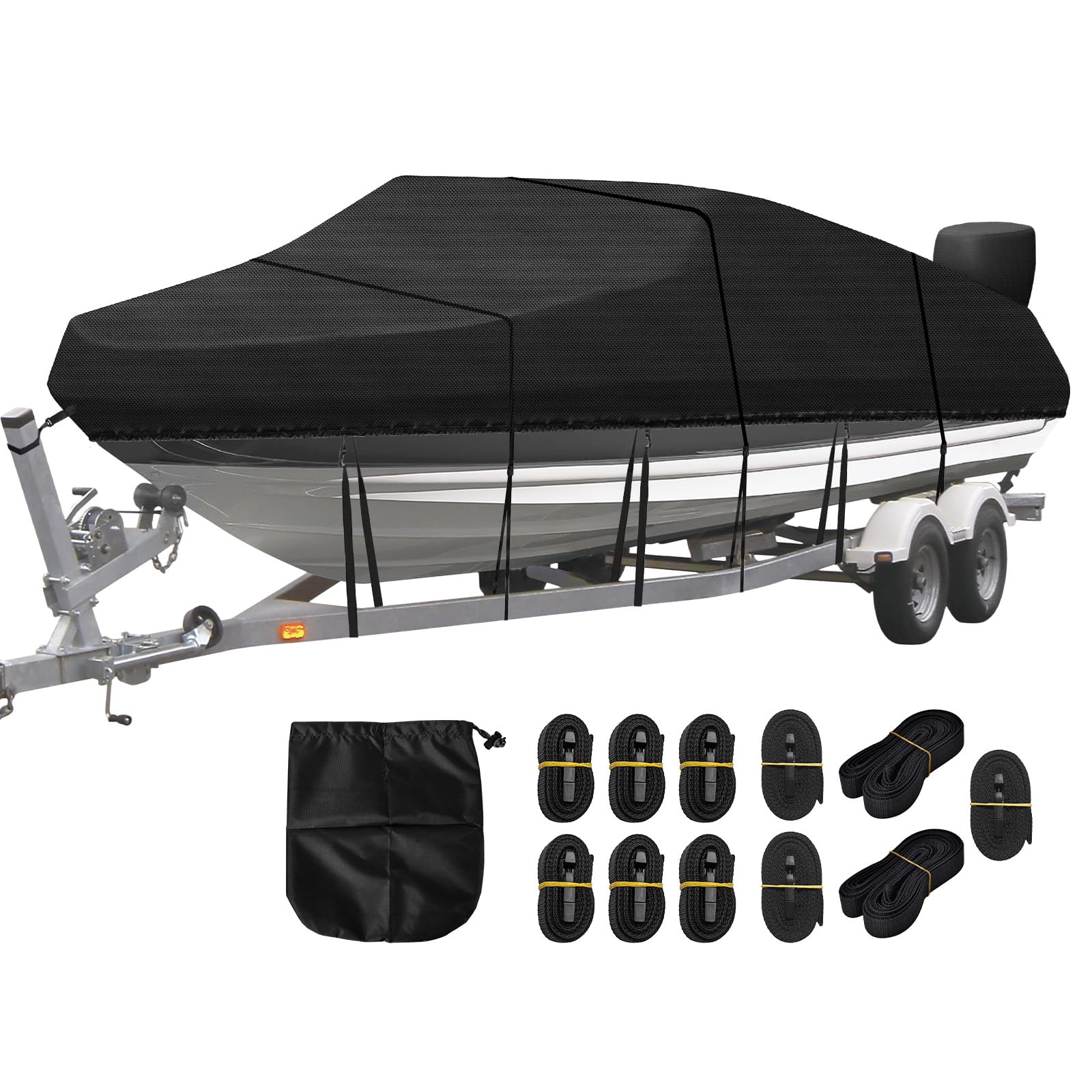 Bootsplane Wasserdicht Bootspersenning Bootsabdeckung 420D Oxford-Stoff Bootspersenning Abdeckung Abdeckplanen Boote Persenning für V-Rumpf, Ruderboot, Angelboot (17-19ft)