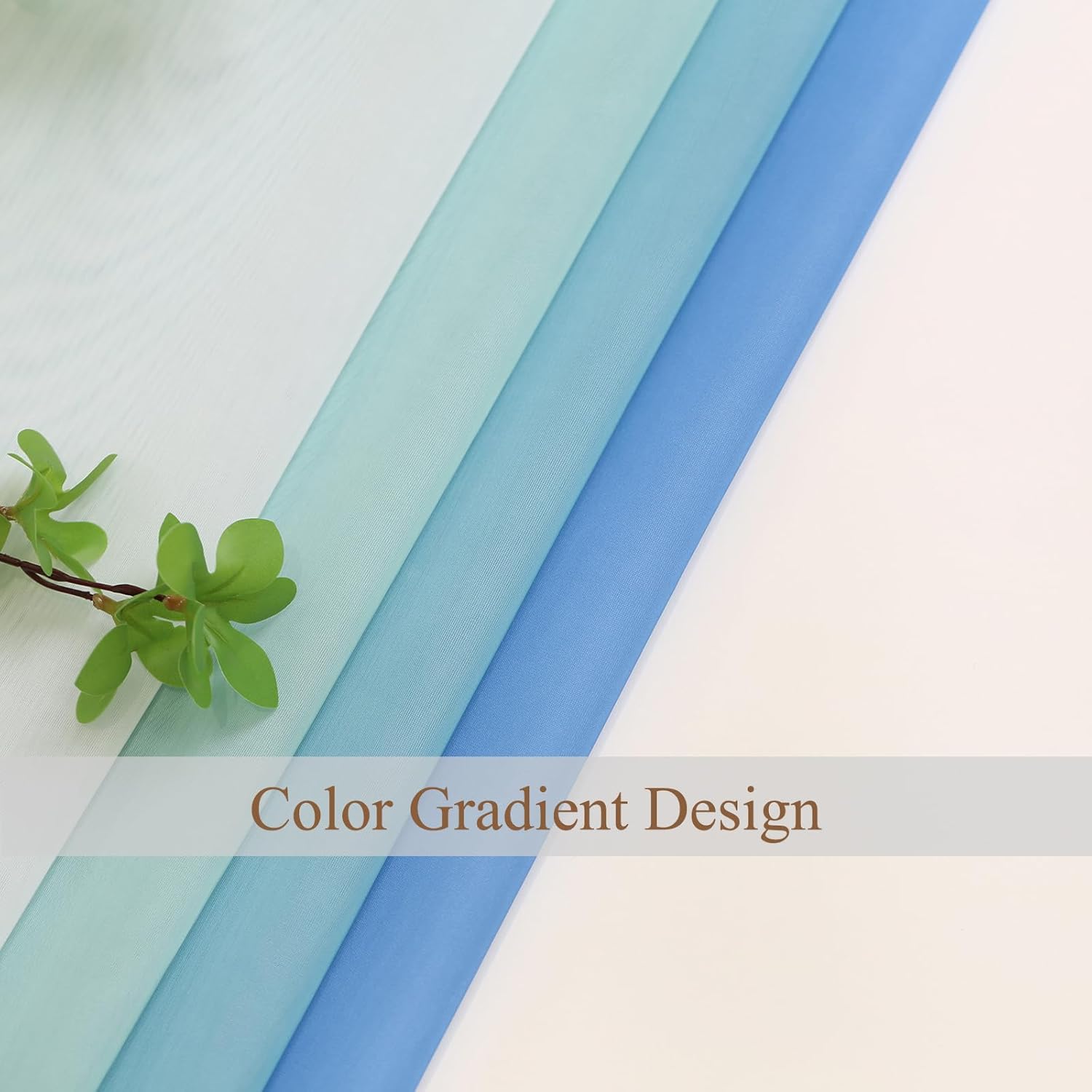 L.Z.E Blue Ombre Sheer Curtains 108 Inches Long for Living Room, Transparent Light Blue Curtains for Kids Bedroom Boys Girls Room, Lightweight Gradient Voile Window Drapes Grommet Top 2 Panels Set