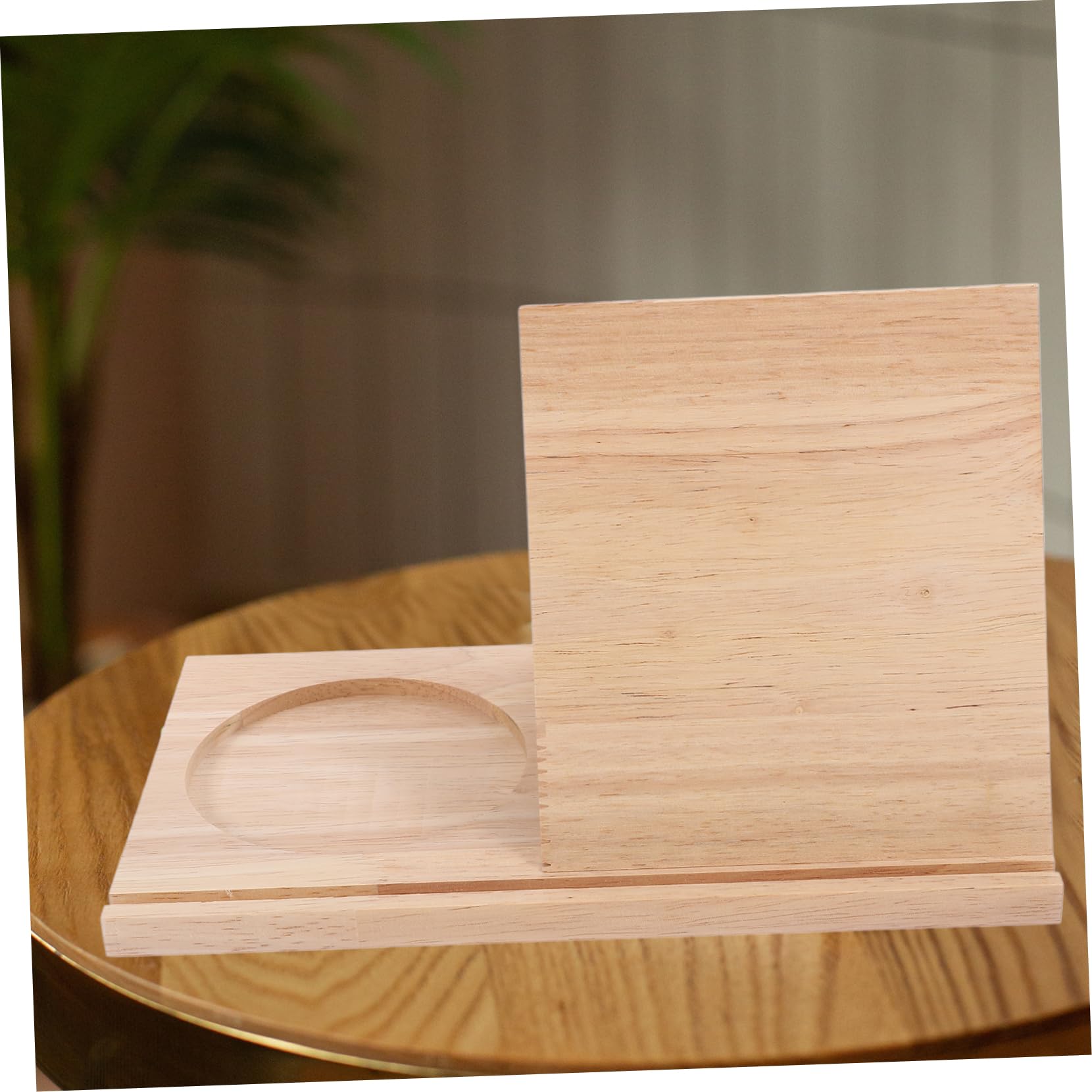 TEHAUX Leggio in Legno Triangolare Con Portabicchieri Scaffale Per Libri e Riviste Supporto Per Poggiapagina Organizzatore Da Scrivania Per Piccoli Spazi Abitativi