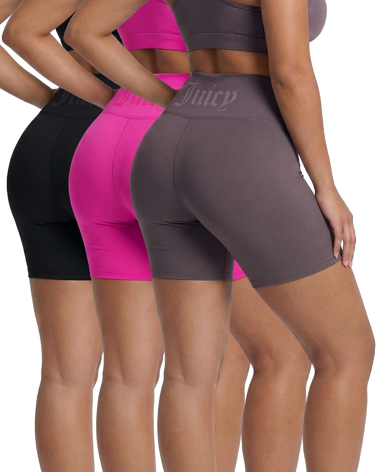 Juicy Couture Women's 3 Inch Biker Shorts High Waisted Athletic Workout Compression Cycling Gym Yoga Running