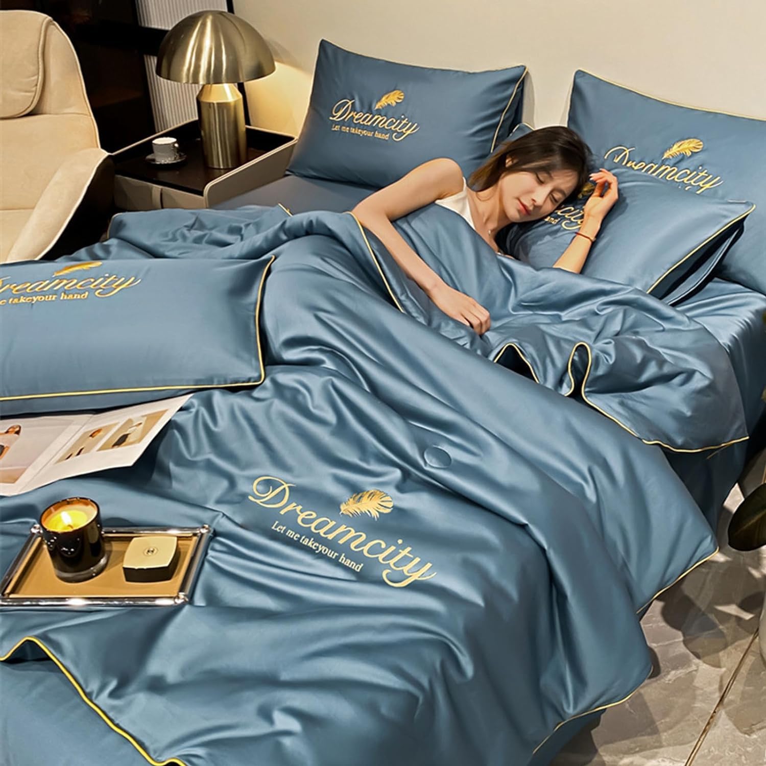 SHAIRMB Silk Comforter Queen Size for Summer, Cool and Comfortable Washable Ice Silk Simple Air Conditioning Comfoter Quilt, Blanket for Hot Sleepers & Night Sweats,B,48 * 74cm Pillowcase*2 — image 1