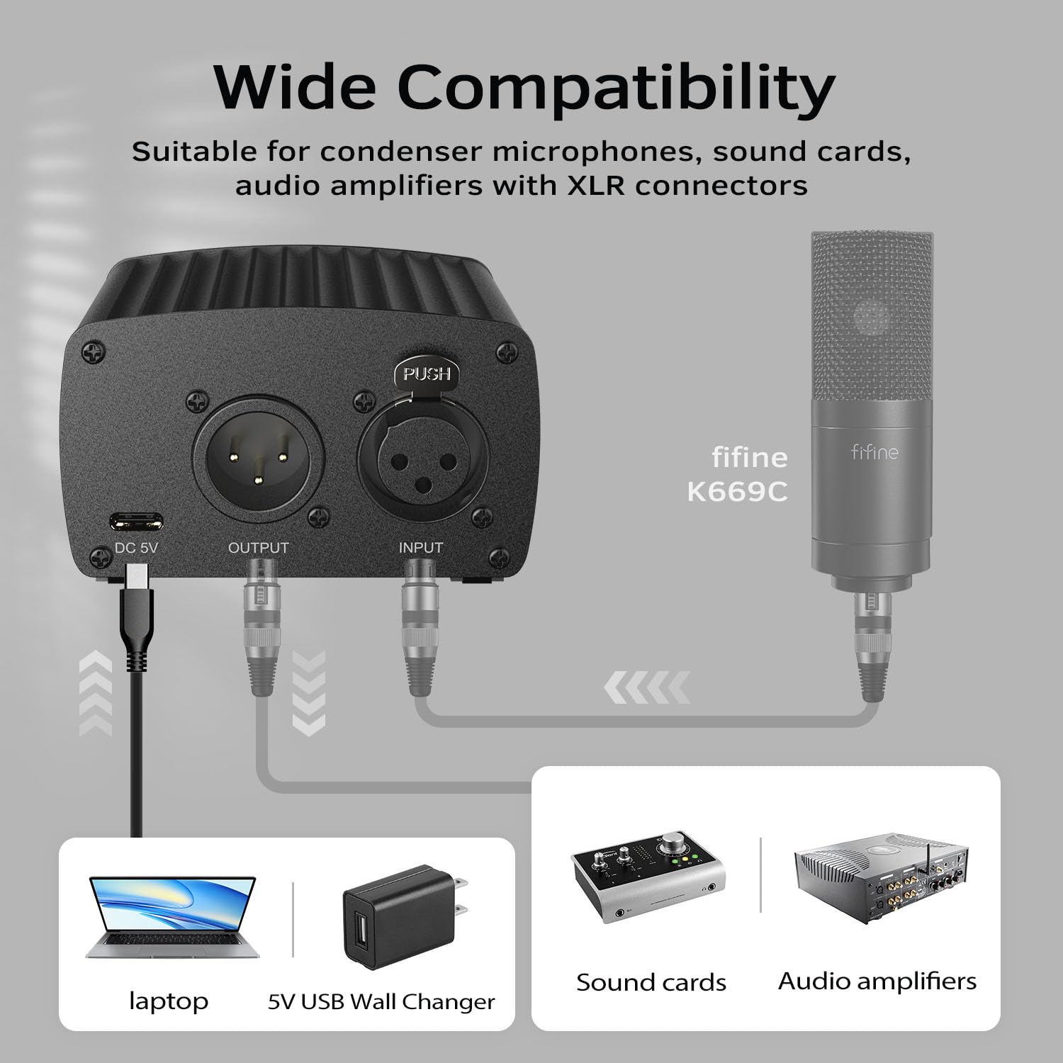 Amazon.co.jp: FIFINE 48V ファントム電源出力/入力、コンデンサー
