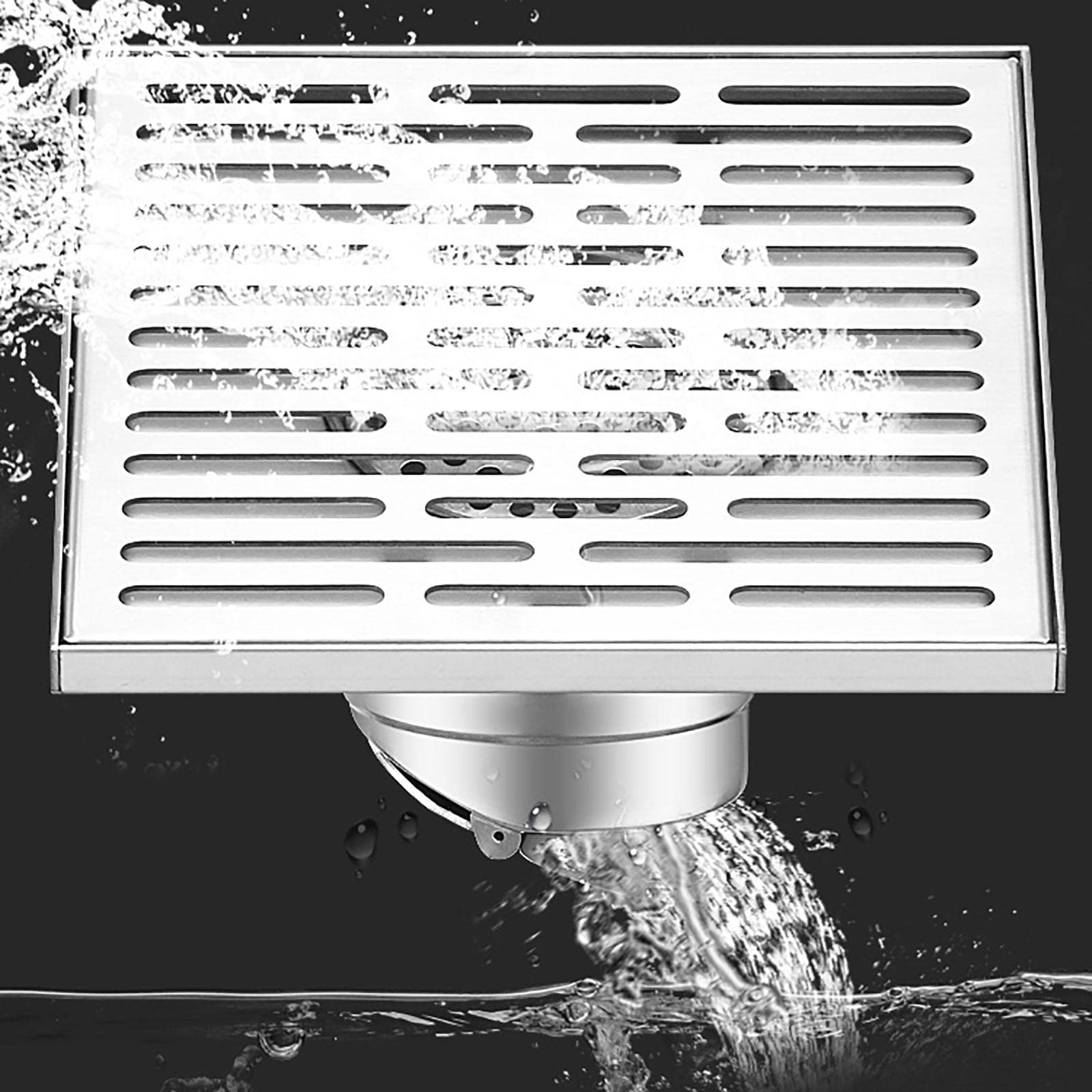 Piletta a pavimento quadrata in acciaio inox 304, piletta doccia, patio esterno misura grande 15 antiodore 15X15 sedicente