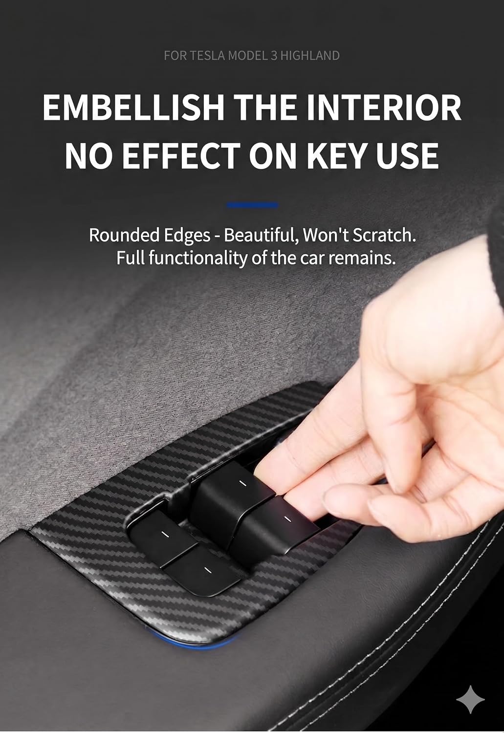 10PCS Door Window Switch Panel Cover Door Window Buttons Cover Trim Decoration Accessories For 2025 2026 Model Y Juniper, Tesla Interior Decoration Accessories (Glossy Carbon Fiber Pattern)