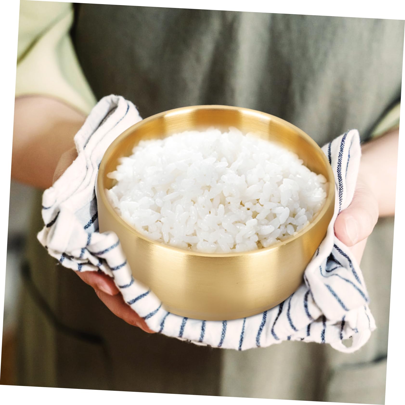 Ciieeo 2Pcs Double Layer Stainless Steel Bowl for Korean Style Rice Soup Bowls Easy to Clean and Portable