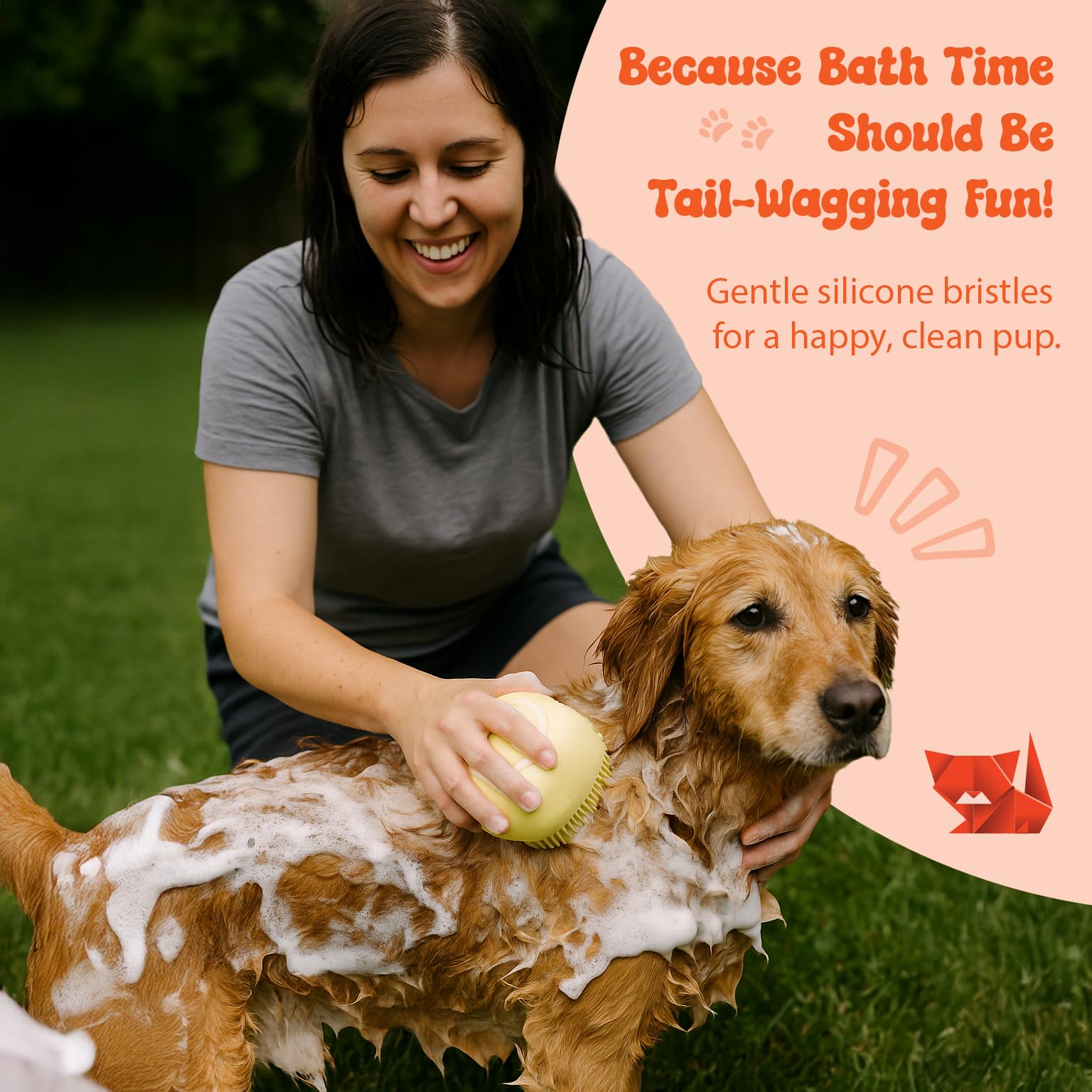 HamInWay Dog Bath Brush, 2-in-1 Dog Grooming Brush with Built-in Shampoo Dispenser, Gentle Silicone Bristles for Bath & Massage, Non-Slip Handle, Easy Clean Design for Dogs, Cats & Small Pets, Blue - image 4