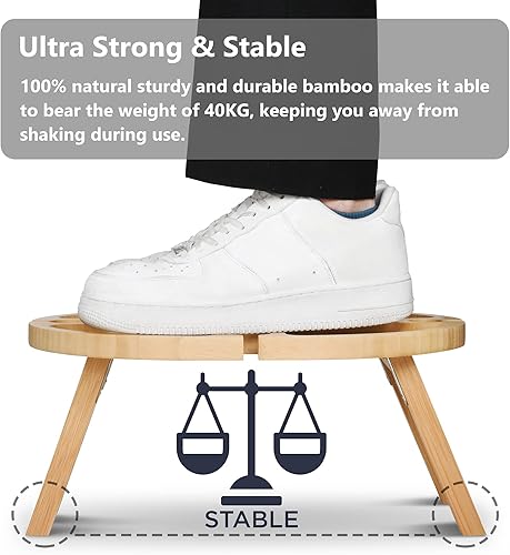 Miniatura 3 de Tirrinia Mesa de picnic portátil con 4 soportes para copas de vino, mesa funcional de bandeja de bambú plegable para fiestas, picnic, campamento,