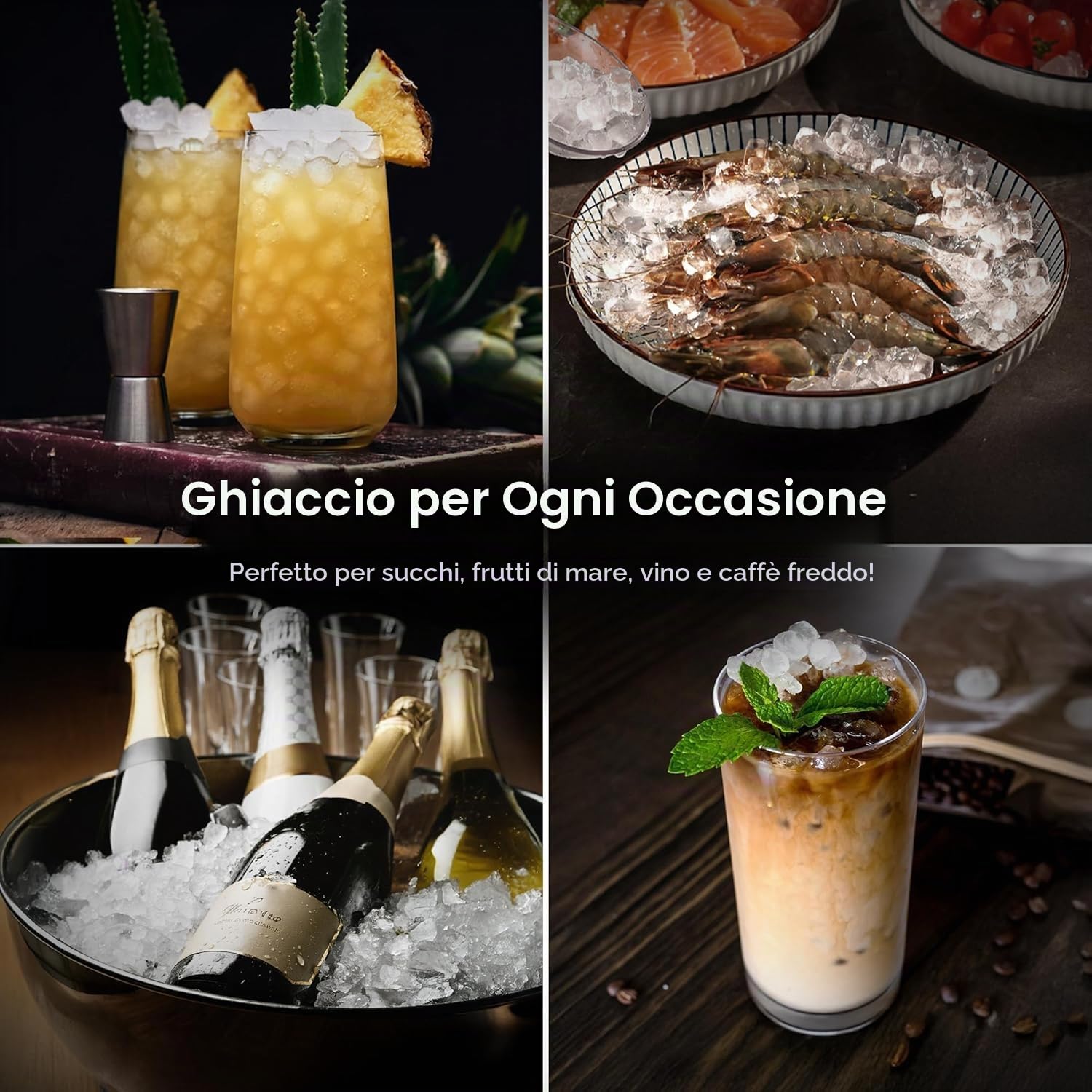 Kismile Nugget Ice Makers - Macchina per il ghiaccio portatile con ghiaccio tritato, 15,9 kg/giorno, autopulente, funzionamento con un clic per uso domestico (argento)