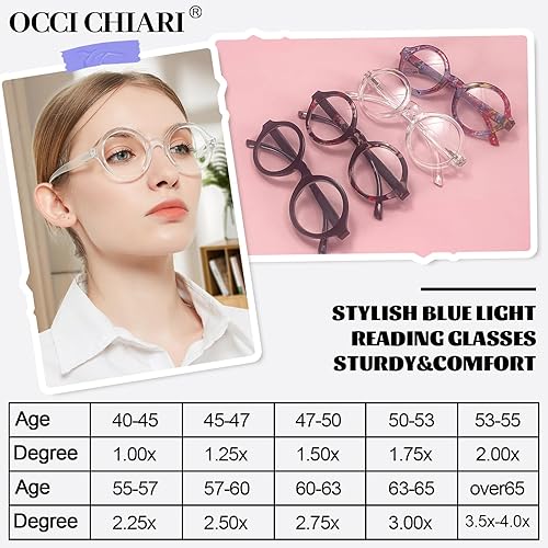 Miniatura 2 de OCCI CHIARI Gafas de lectura para mujer, marco transparente (0 1.0 1.5 2.0 2.5 3.0 3.5)