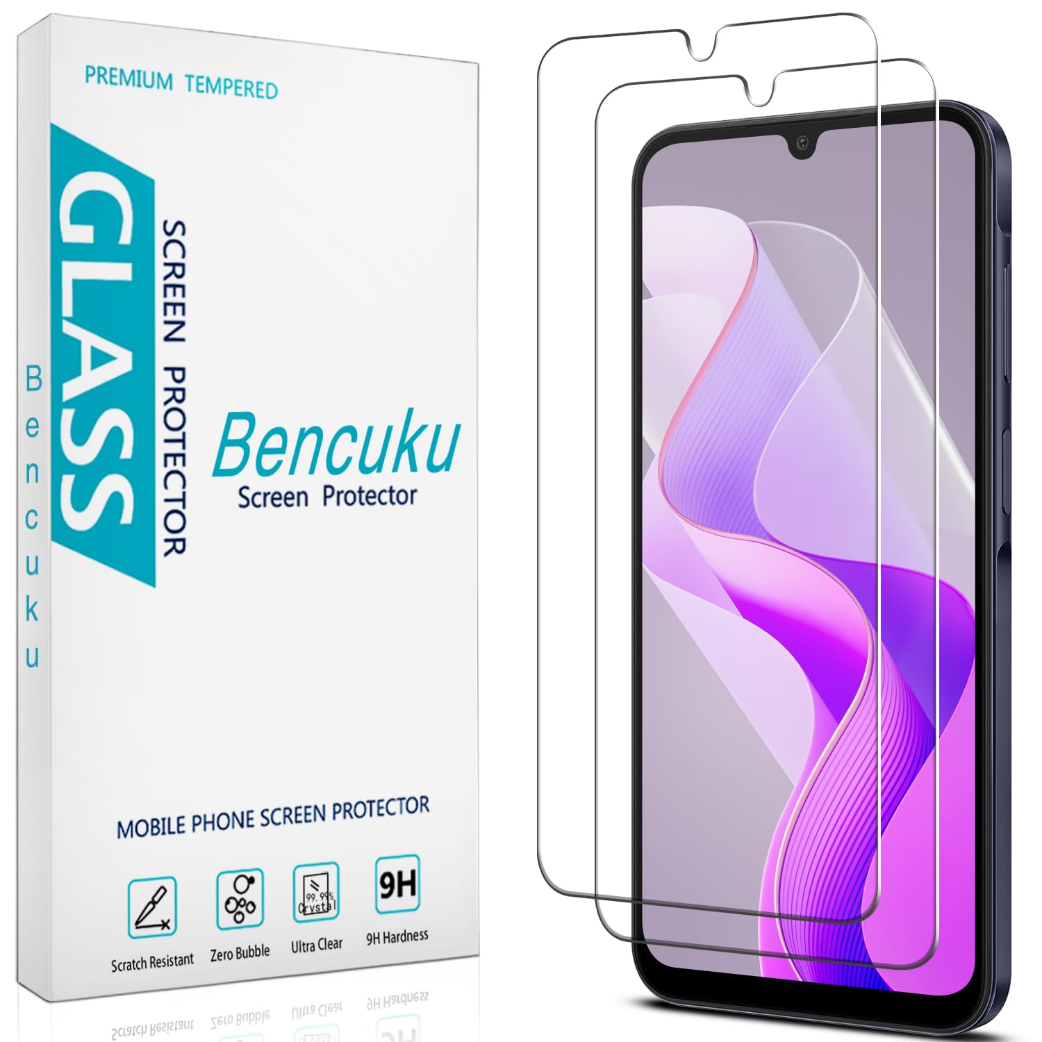 2 Pack Screen Protector for Samsung Galaxy A26 5G Tempered Glass