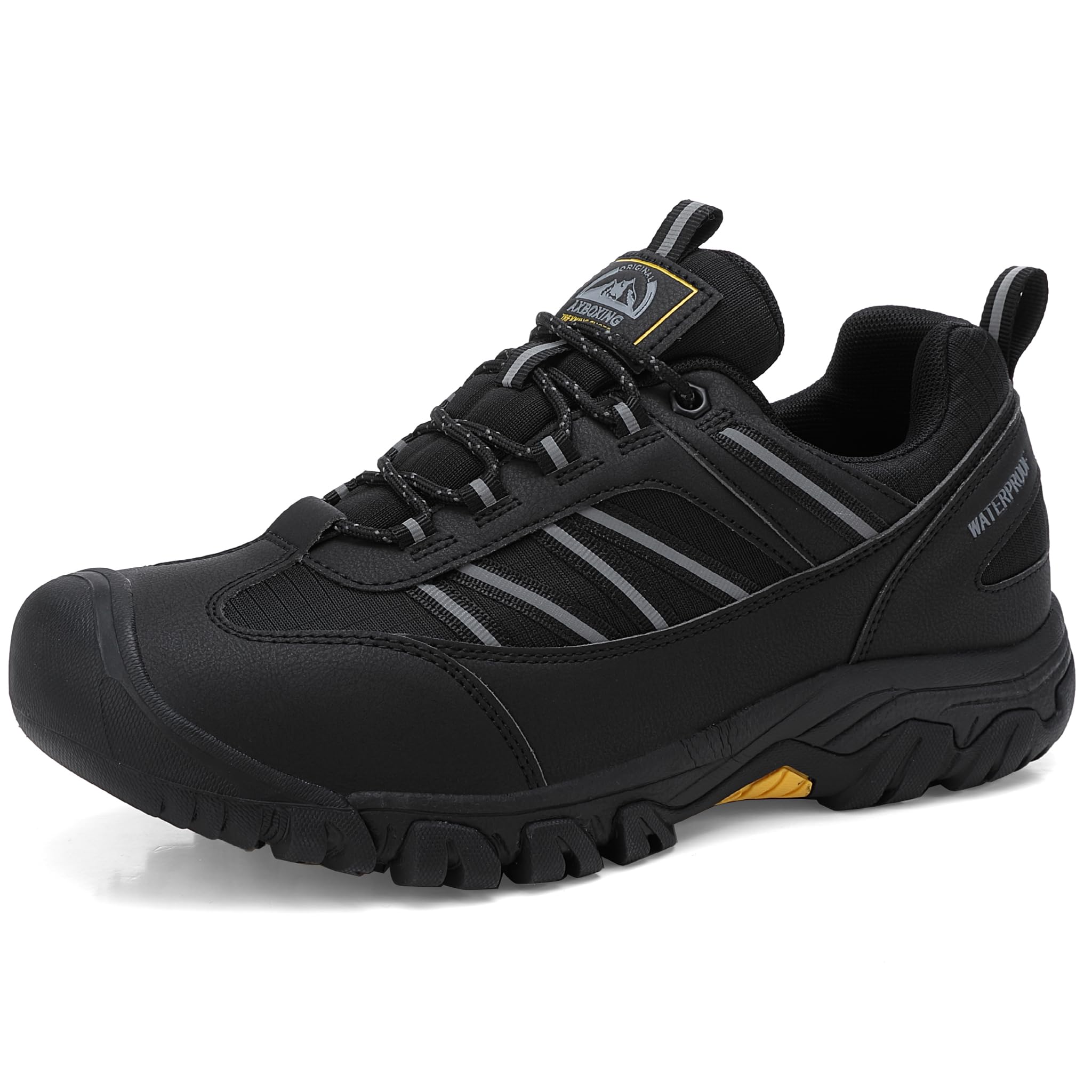 Scarpe da Escursionismo Impermeabili Uomo Scarpe da Trekking Arrampicata All'aperto Antiscivolo Traspiranti con Strisce Riflettenti, Protezione Punta e Linguetta a Ala EU 41-46