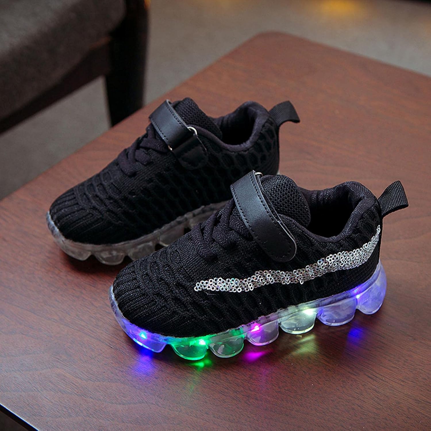 Baby Gilrs Boys Striped Shoes LED Light Up Luminous Sneakers Trainers Toddler Kids Flashing Socks Shoes Sports Running Shoes Mesh Sneakers Children Baby Outdoor Slip On Casual Shoes 1-6Year : Clothing, Shoes & Jewelry