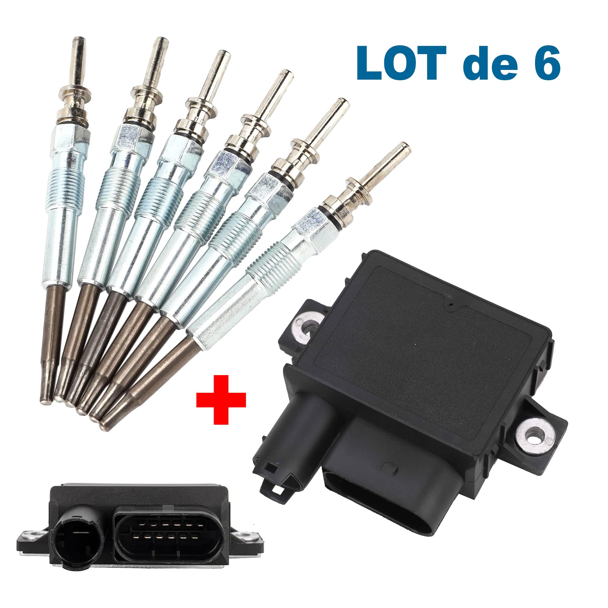 Partsline Kit relais de préchauffage + 6 bougies M10x1.0 compatible avec Série 3 5 X3 X5 X6 3.0d équivalent à 12217788327, 12237786869