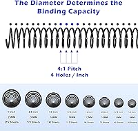 Vista 3 de TOTiyea Paquete de 50 espirales de plástico para encuadernación, capacidad para 215 hojas, espirales de encuadernación de 25 mm (1"), paso 4:1