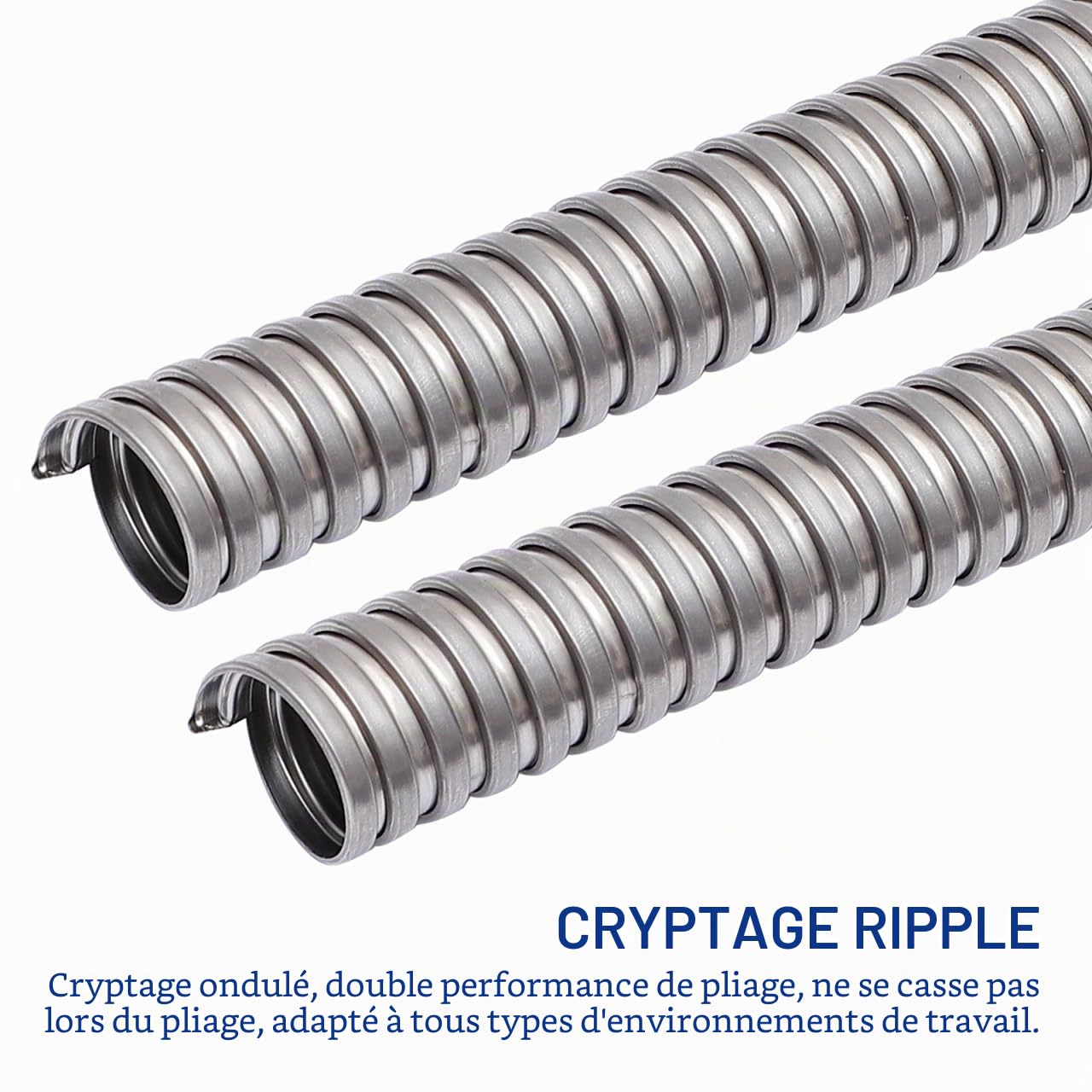 Câble en acier inoxydable - de câble flexible - Faisceau de câbles - Gaine métallique - contre la chaleur - En acier inoxydable - Tuyau fileté en métal argenté