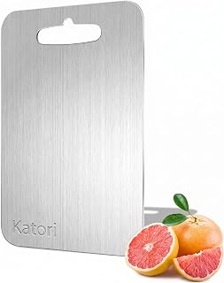 Katori Titanium Cutting Board for Kitchen: Pure Titanium Non Toxic Titanware for Meat/Vegetables, Hygiene Durable Dishwasher Safe Metal Chopping Board Small