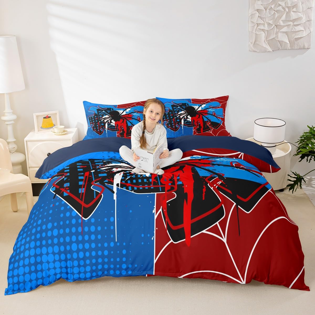 Parure de lit avec housse de couette motif toile d'araignée pour cadeau